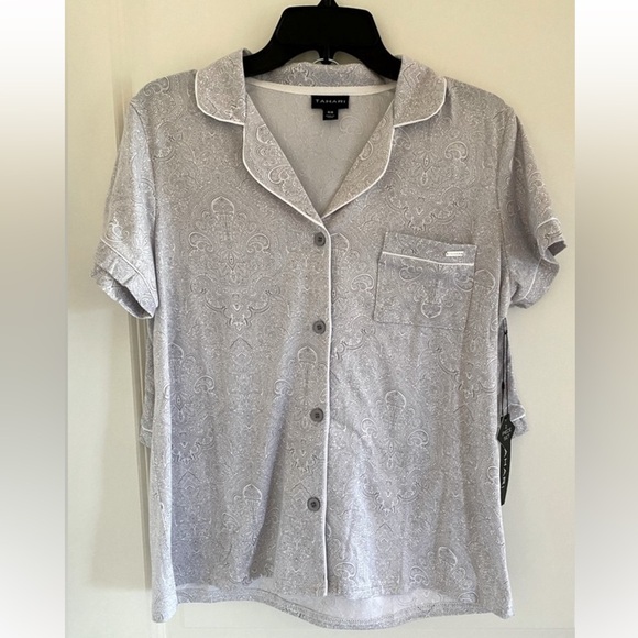 Tahari Tops - 68. NEW| Tahari Short Sleeve Paisley Print Notch Collar Pajama Top